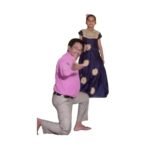 Lady floating by table